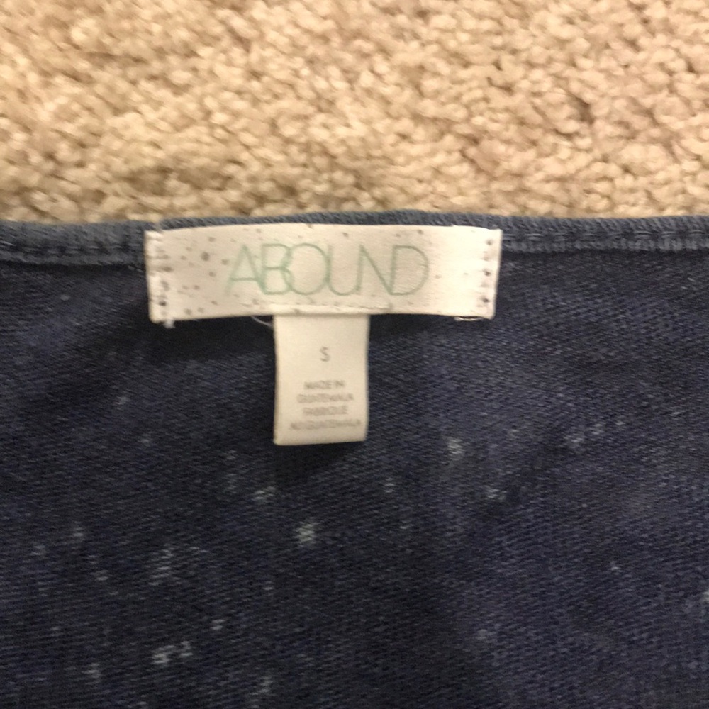 Scoop V Neck Ruffled Distressed Navy Top - Picture 3 of 4